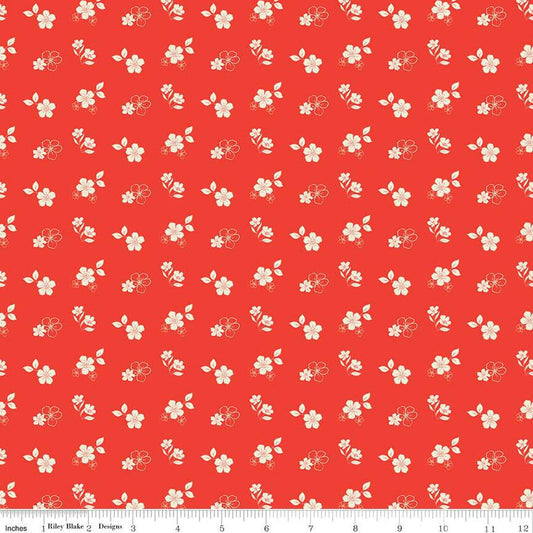 SALE Feed My Soul Tossed Floral C14553 Red - Riley Blake Desings - Flower Flowers - Quilting Cotton Fabric