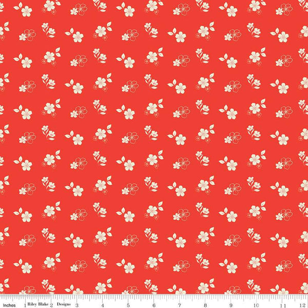 Feed My Soul Tossed Floral C14553 Red by Riley Blake Desings - Flower Flowers - Quilting Cotton Fabric