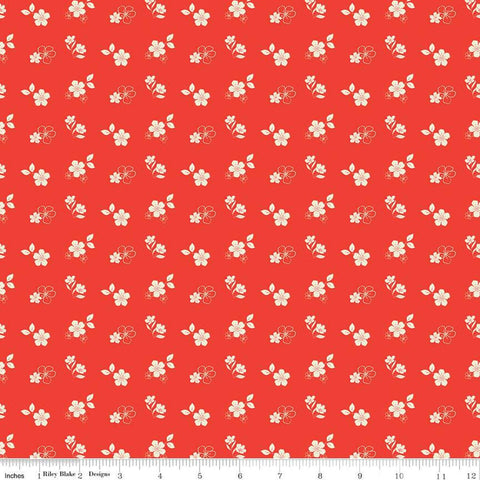Feed My Soul Tossed Floral C14553 Red by Riley Blake Desings - Flower Flowers - Quilting Cotton Fabric