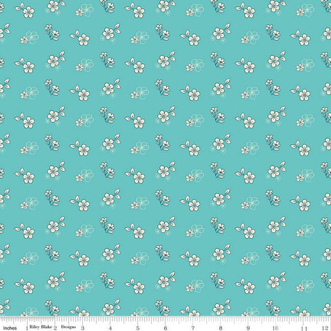 Feed My Soul Tossed Floral C14553 Sky by Riley Blake Desings - Flower Flowers - Quilting Cotton Fabric