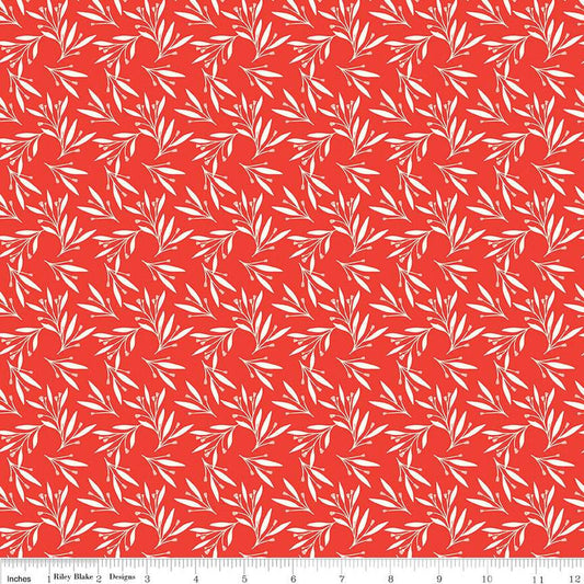 SALE Feed My Soul Leaves C14554 Red - Riley Blake Designs - Leaf Sprigs Berries - Quilting Cotton Fabric