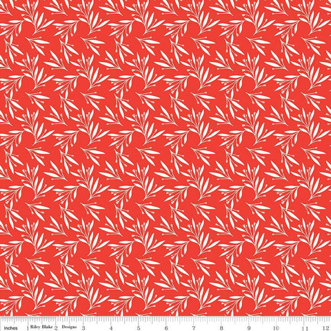 Feed My Soul Leaves C14554 Red by Riley Blake Designs - Leaf Sprigs Berries - Quilting Cotton Fabric