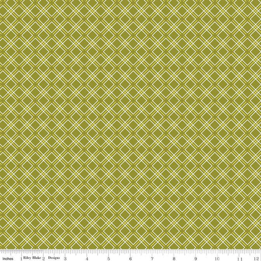 SALE Feed My Soul Geo C14557 Olive - Riley Blake Designs - Diagonal Plaid - Quilting Cotton Fabric