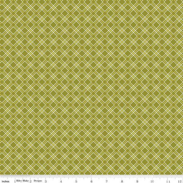 Feed My Soul Geo C14557 Olive by Riley Blake Designs - Diagonal Plaid - Quilting Cotton Fabric