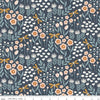 Fat Quarter End of Bolt - FLANNEL Little Swan Lakeside Floral F14693 Navy - Riley Blake Designs - Flowers Dragonflies - FLANNEL Cotton