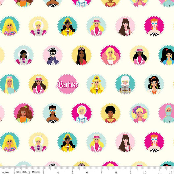 SALE Barbie World Barbie Main CD15020 Cream - Official Licensed Product - DIGITALLY PRINTED - Quilting Cotton Fabric