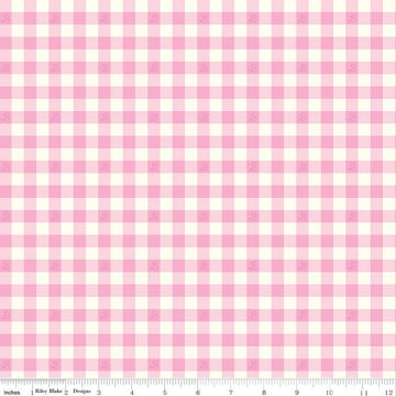 DEAL Barbie World Barbie PRINTED Gingham CD15024 Pink - Official Licensed Product - Doll Logo Pink/Cream - Quilting Cotton Fabric