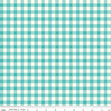 DEAL Barbie World Barbie PRINTED Gingham CD15024 Teal - Official Licensed Product - Official Licensed Product - Quilting Cotton Fabric