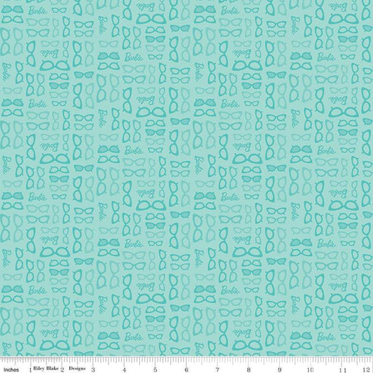 Barbie World Barbie Glasses C15025 Teal - Official Licensed Product - Doll Logo Glasses - Quilting Cotton Fabric