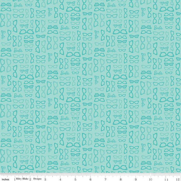 SALE Barbie World Barbie Glasses C15025 Teal - Official Licensed Product - Doll Logo Glasses - Quilting Cotton Fabric