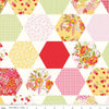 SALE Picnic Florals Cheater Print C14617 Multi - Riley Blake Designs - Geometric Hexagons Hexagon Stars - Quilting Cotton Fabric