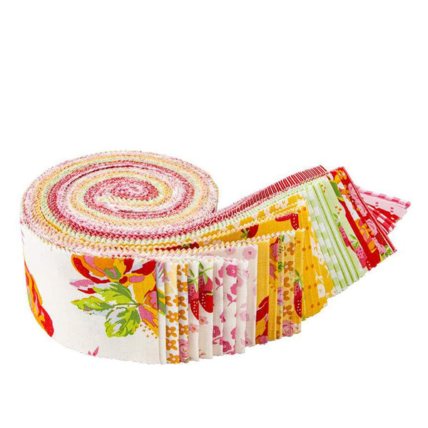 Picnic Florals 2.5 Inch Rolie Polie Jelly Roll 40 pieces - Riley Blake Designs - Precut Pre cut Bundle - Cotton Fabric