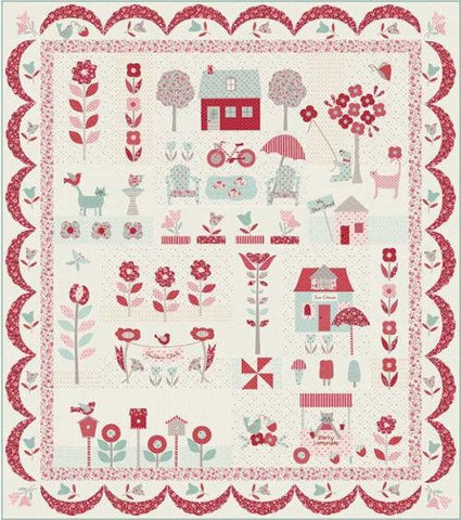 My Summer House Quilt Kit KIT3040 - Moda Fabrics - Pattern Fabric - Applique Embroidery - Quilting Cotton Fabric