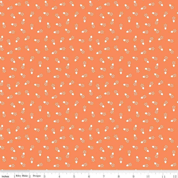 Farm Girl Vintage Compaion Prints Flower Pots C8741 Pumpkin by Riley Blake Designs - Flowers - Lori Holt - Quilting Cotton Fabric