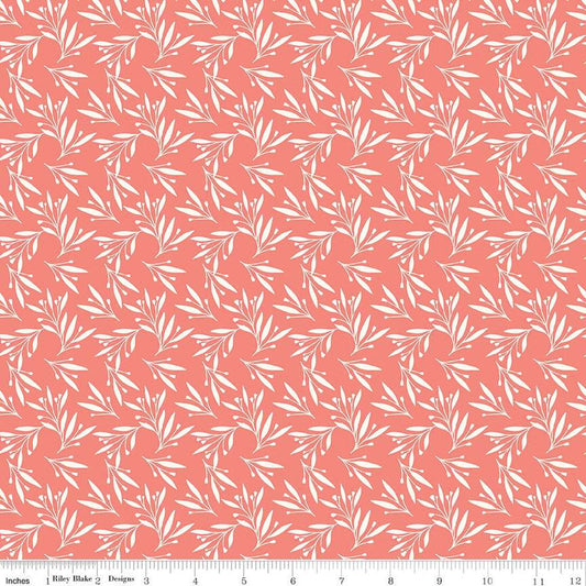SALE Feed My Soul Leaves C14554 Pink - Riley Blake Desings - Leaf Sprigs Berries - Quilting Cotton Fabric