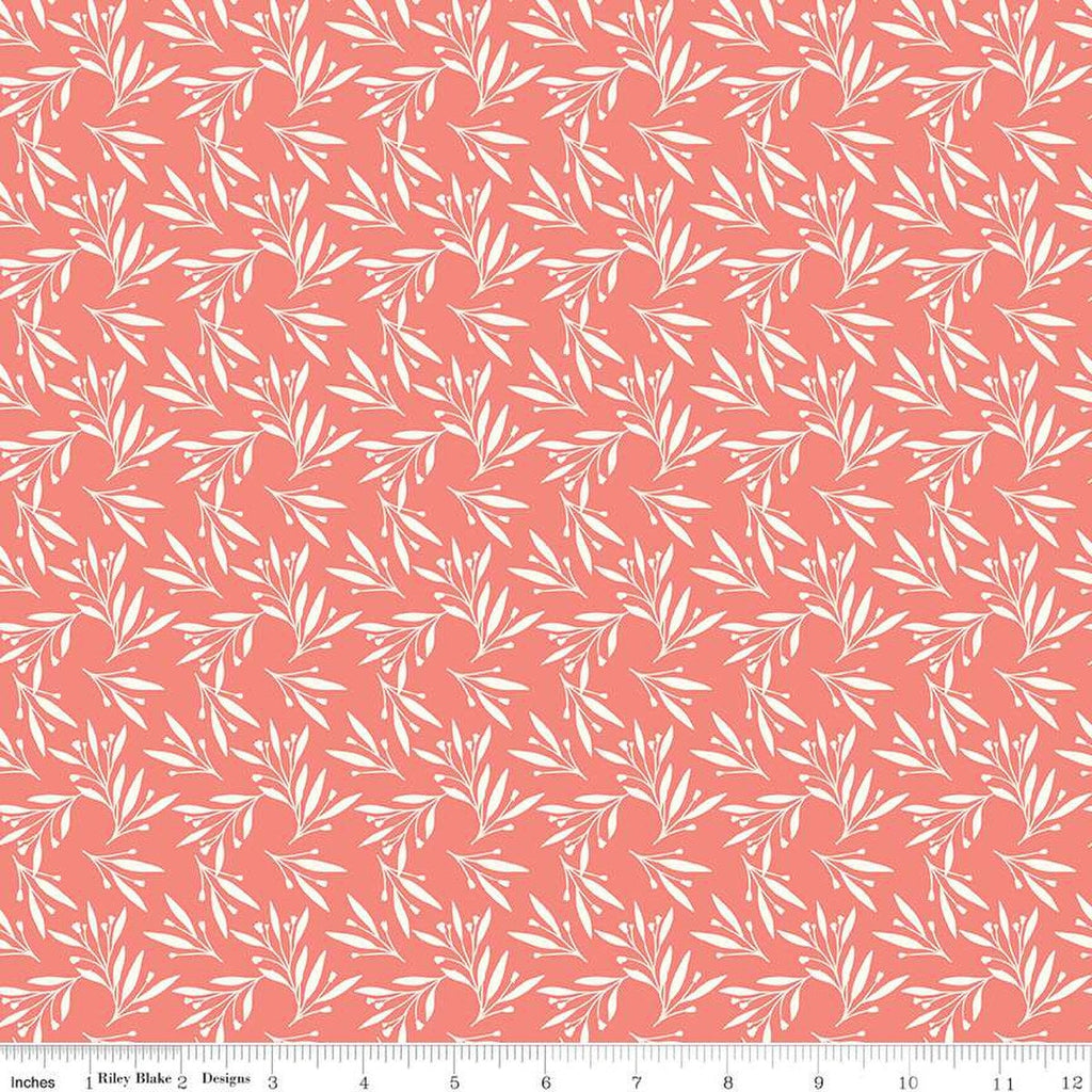 Feed My Soul Leaves C14554 Pink by Riley Blake Desings - Leaf Sprigs Berries - Quilting Cotton Fabric