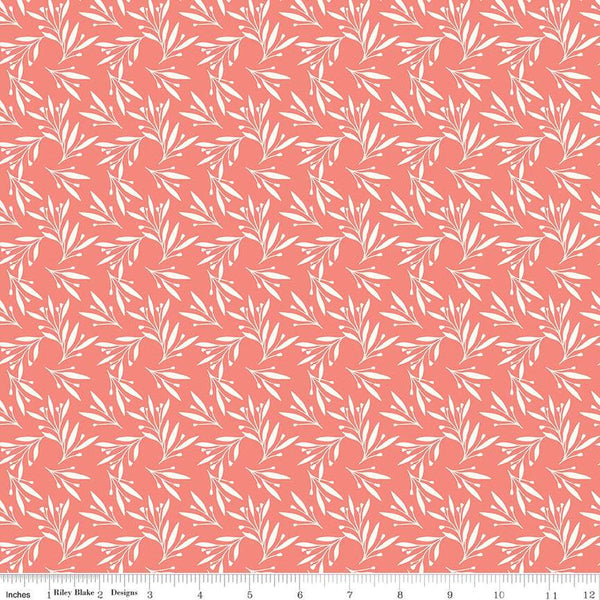 SALE Feed My Soul Leaves C14554 Pink by Riley Blake Desings - Leaf Sprigs Berries - Quilting Cotton Fabric