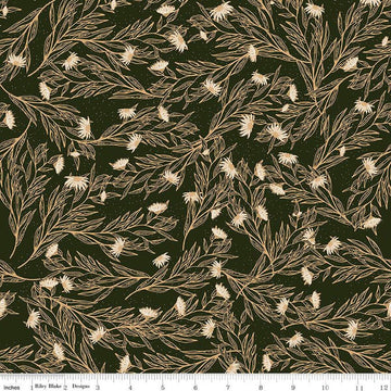 SALE Dancing Daisies Tangled C14542 Chive - Riley Blake Designs - Leaves Flowers - Quilting Cotton Fabric