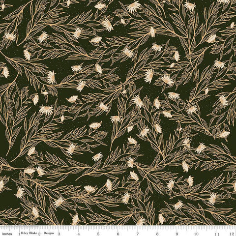 Dancing Daisies Tangled C14542 Chive - Riley Blake Designs - Leaves Flowers - Quilting Cotton Fabric