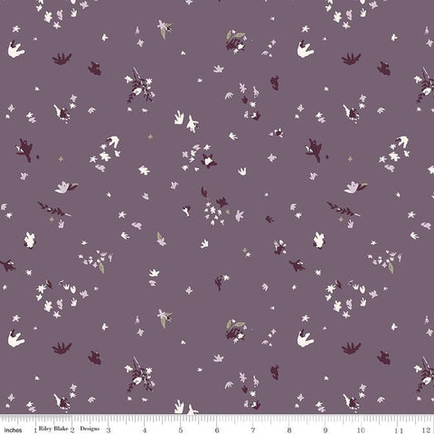 SALE Dancing Daisies Flicker C14543 Violet by Riley Blake Designs - Leaves Flowers - Quilting Cotton Fabric