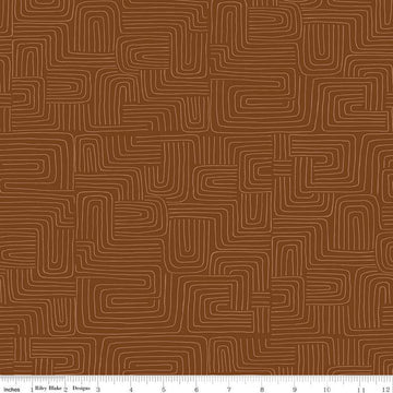 Dancing Daisies Wayward C14546 Brick - Riley Blake Designs - Meandering Lines - Quilting Cotton Fabric