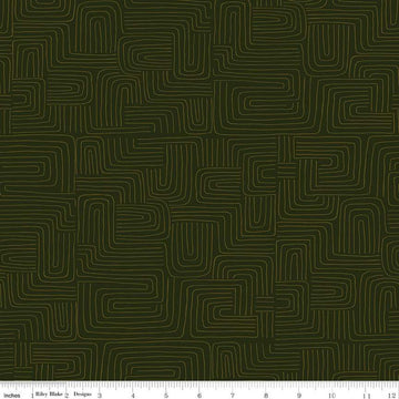 SALE Dancing Daisies Wayward C14546 Chive - Riley Blake Designs - Meandering Lines - Quilting Cotton Fabric