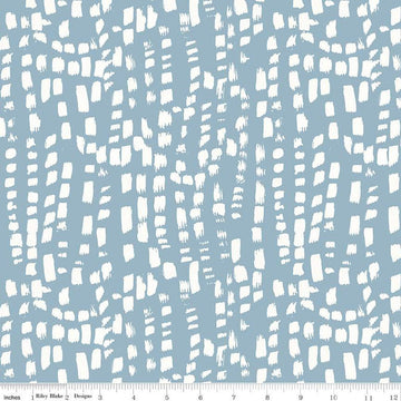 Blue Escape Coastal Texture C14514 Blue - Riley Blake Designs - White Brush Strokes - Quilting Cotton Fabric
