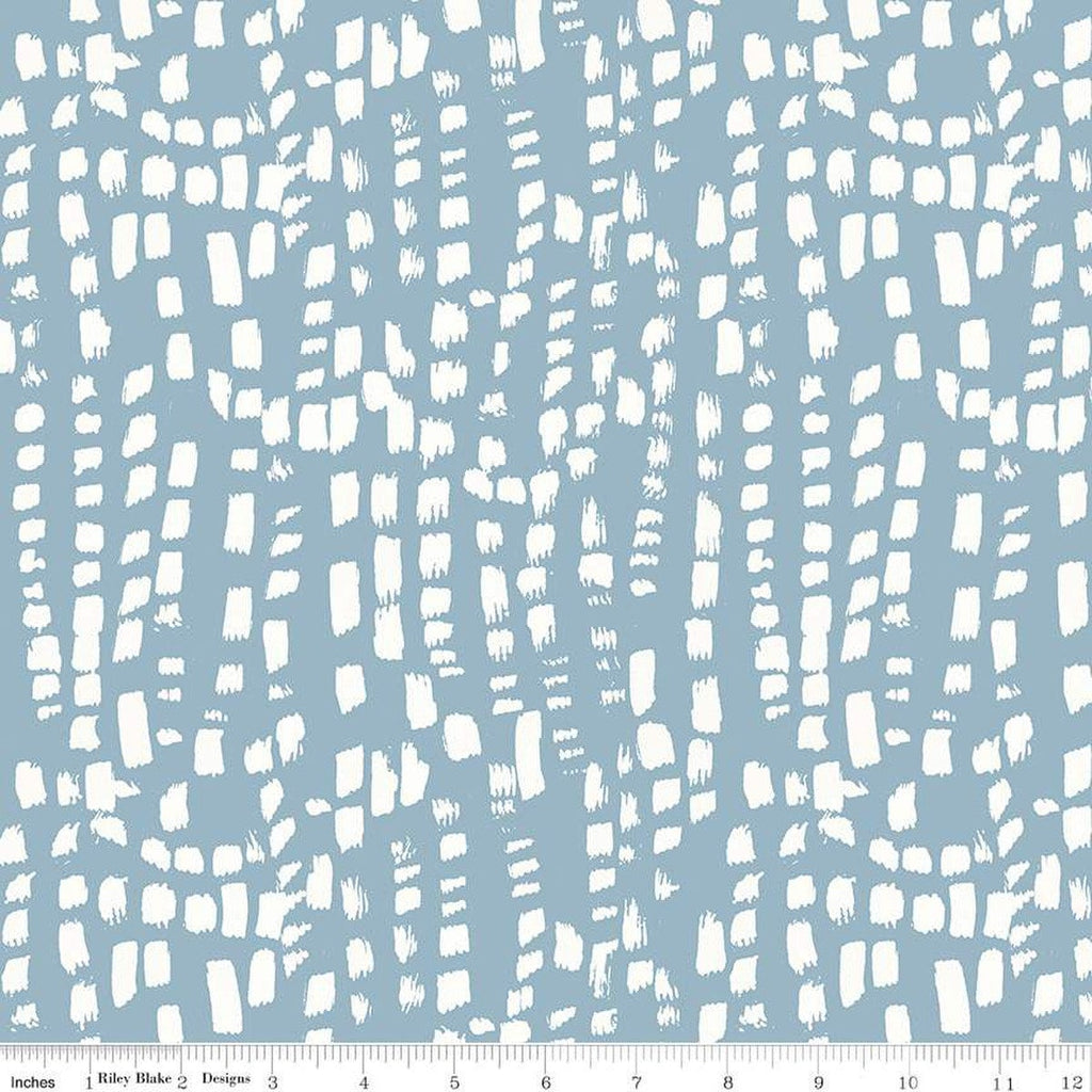 SALE Blue Escape Coastal Texture C14514 Blue by Riley Blake Designs - White Brush Strokes - Quilting Cotton Fabric