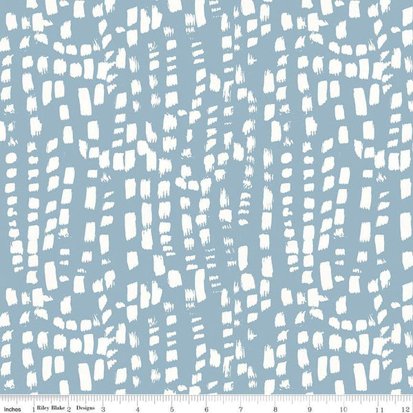 Blue Escape Coastal Texture C14514 Blue by Riley Blake Designs - White Brush Strokes - Quilting Cotton Fabric