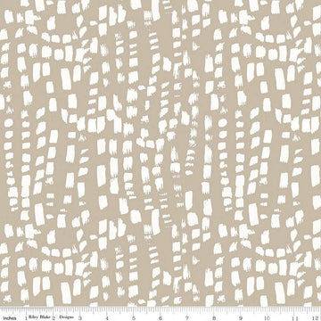 Fat Quarter End of Bolt - Blue Escape Coastal Texture C14514 Taupe - Riley Blake Designs - White Brush Strokes - Quilting Cotton Fabric