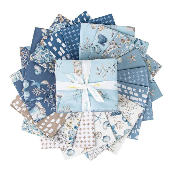 SALE Blue Escape Coastal Fat Quarter Bundle 18 pieces - Riley Blake Designs - Pre Cut Precut - Quilting Cotton Fabric