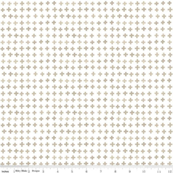 11" End of Bolt - Blue Escape Coastal Plus Sign C14515 Off White by Riley Blake Designs - Geometric - Quilting Cotton Fabric