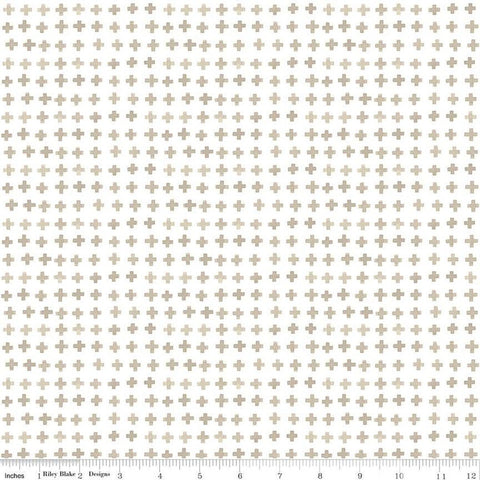 11" End of Bolt - Blue Escape Coastal Plus Sign C14515 Off White by Riley Blake Designs - Geometric - Quilting Cotton Fabric