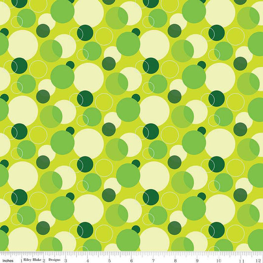 CLEARANCE 22" End of Bolt - Copacetic Fizz C14682 Apple - Riley Blake Designs - Overlapping Circles - Quilting Cotton Fabric