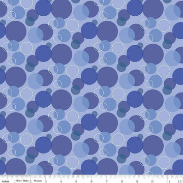 SALE Copacetic Fizz C14682 Blueberry - Riley Blake Designs - Overlapping Circles - Quilting Cotton Fabric