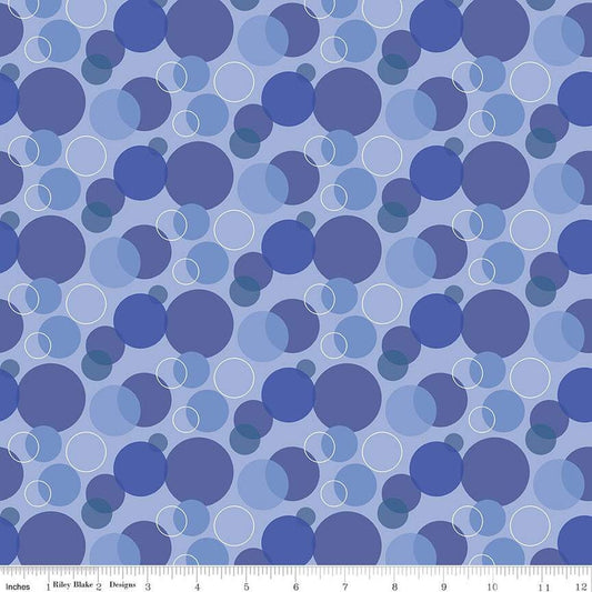 SALE Copacetic Fizz C14682 Blueberry - Riley Blake Designs - Overlapping Circles - Quilting Cotton Fabric