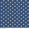 Fat Quarter End of Bolt - SALE Monthly Placemats 2 July Stars C13933 Navy - Riley Blake - Cream Stars Patriotic - Quilting Cotton Fabric