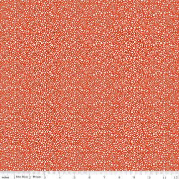Fat Quarter End of Bolt - CLEARANCE Copacetic Starflower C14685 Persimmon - Riley Blake Designs -Tiny White Blossoms- Quilting Cotton Fabric