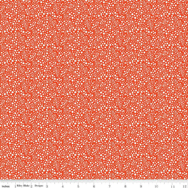 CLEARANCE Copacetic Starflower C14685 Persimmon by Riley Blake Designs - Tiny White Blossoms - Quilting Cotton Fabric