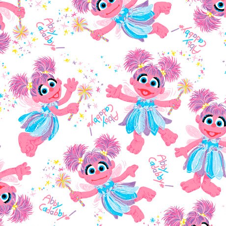 SALE Sesame Street Abby Cadabby 27547 White - by QT Fabrics - Quilting Cotton Fabric