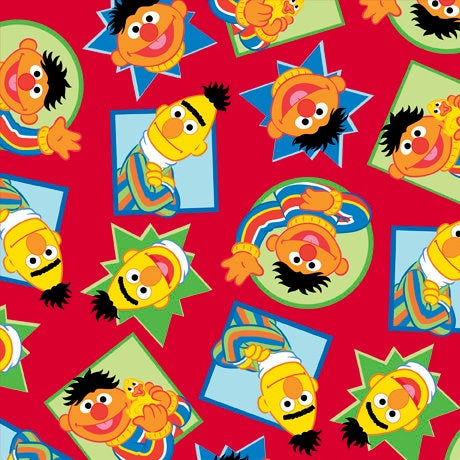 SALE Sesame Street Bert and Ernie 28549-R - by QT Fabrics - Quilting Cotton Fabric