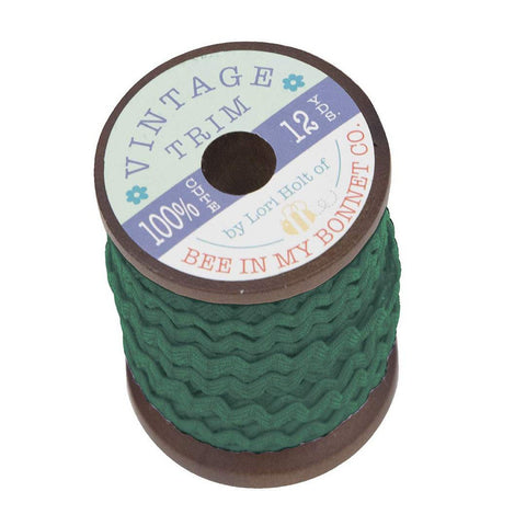 SALE Lori Holt Vintage Trim Small on Wooden Spool STVT-25439 Jade - Riley Blake Designs - 12 Yards of 1/4" Polyester Trim