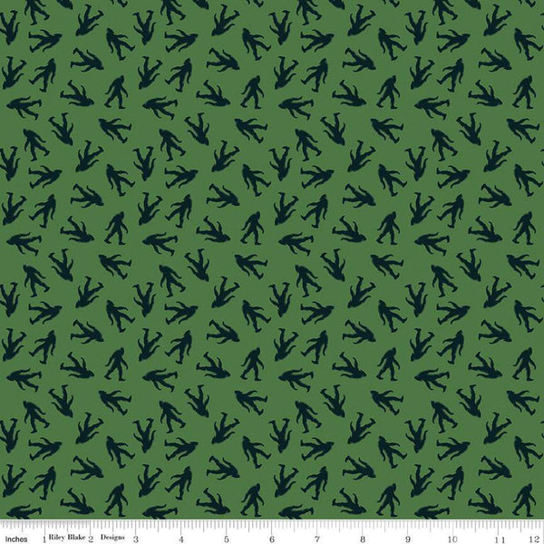 SALE Legends of the National Parks Bigfoot Toss C15061 Green - Riley Blake Designs - Quilting Cotton Fabric