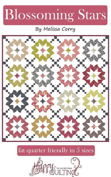 Blossoming Stars Quilt PATTERN P125 by Melissa Corry - Riley Blake Designs - INSTRUCTIONS Only - Piecing Fat Quarter Friendly 5 Sizes