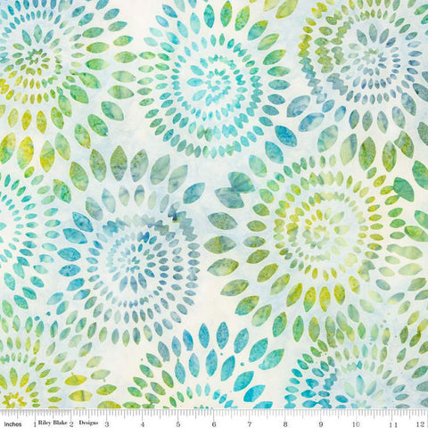 SALE Batiks Expressions Dahlias BT23011 Coastal Shimmer - Riley Blake Designs - Hand-Dyed Tjap Print - Quilting Cotton Fabric