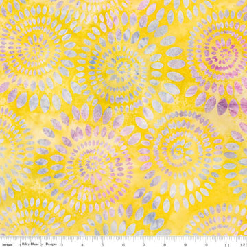 SALE Batiks Expressions Dahlias BT23011 Yellow Cream - Riley Blake Designs - Hand-Dyed Tjaps Print - Quilting Cotton