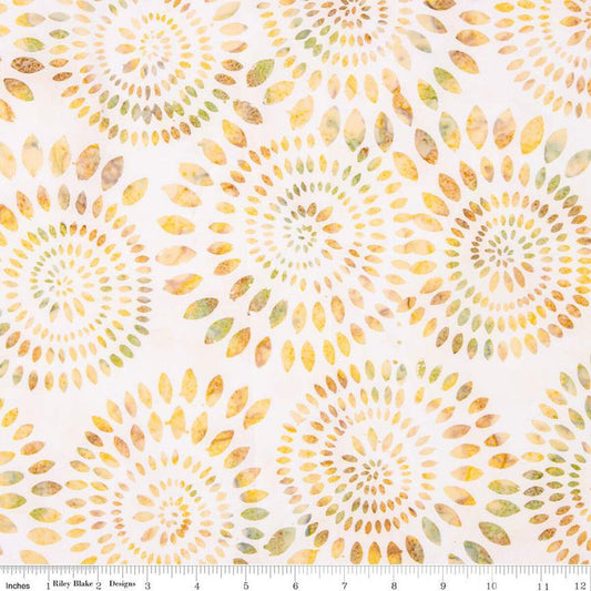 SALE Batiks Expressions Dahlias BT23011 Sugar Cookie - Riley Blake Designs - Hand-Dyed Tjaps Print - Quilting Cotton