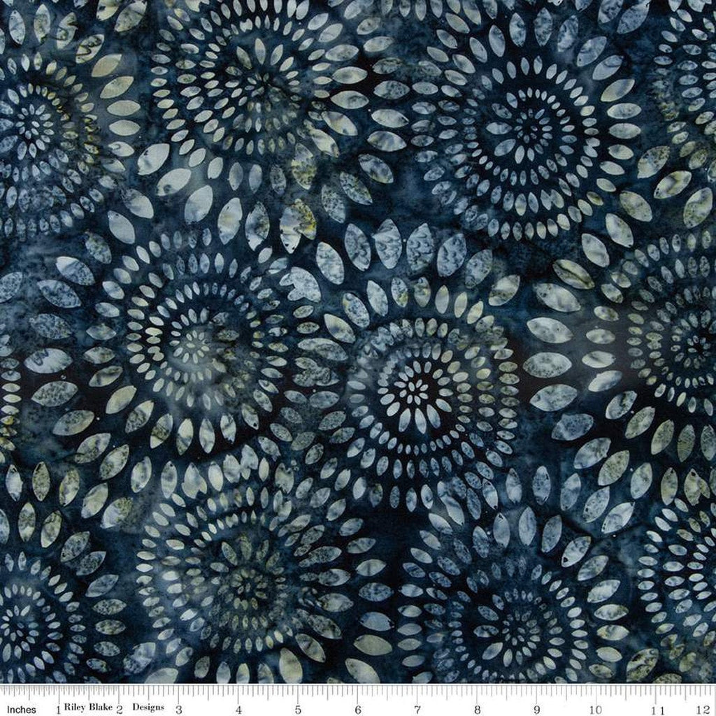 Batiks Expressions Dahlias BT23010 Dark Skies - Riley Blake Designs - Hand-Dyed Tjaps Print - Quilting Cotton
