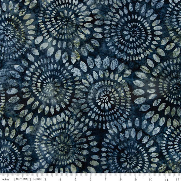 SALE Batiks Expressions Dahlias BT23010 Dark Skies - Riley Blake Designs - Hand-Dyed Tjaps Print - Quilting Cotton