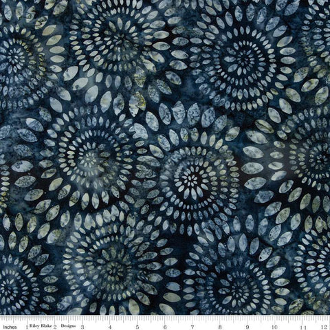 Batiks Expressions Dahlias BT23010 Dark Skies - Riley Blake Designs - Hand-Dyed Tjaps Print - Quilting Cotton